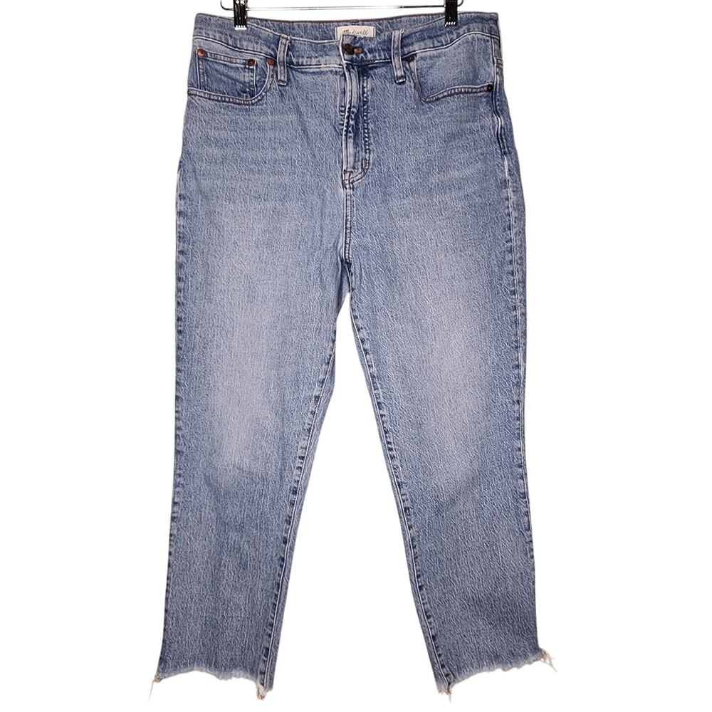 Madewell The Perfect‎ Vintage High Rise Cropped Jeans 32 Blue Light Wash Raw Hem